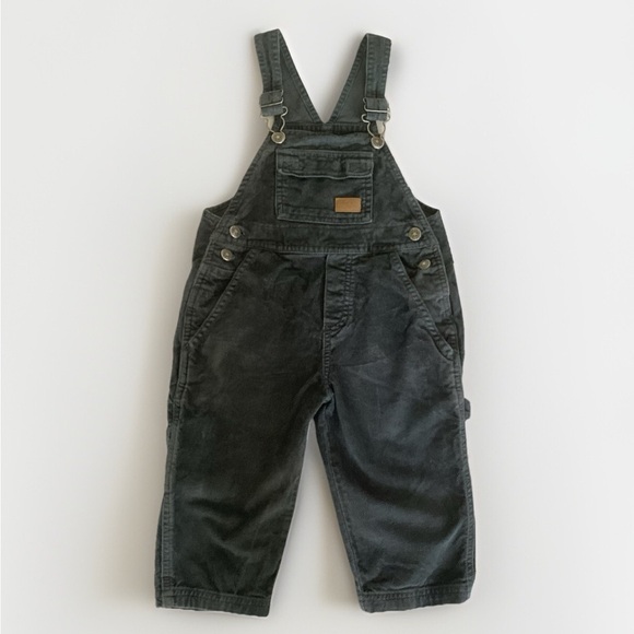 Vintage 90’s Mc Kids Gray Corduroy Carpenter Overalls Hammer loop 5 Pockets 2T - Picture 1 of 7